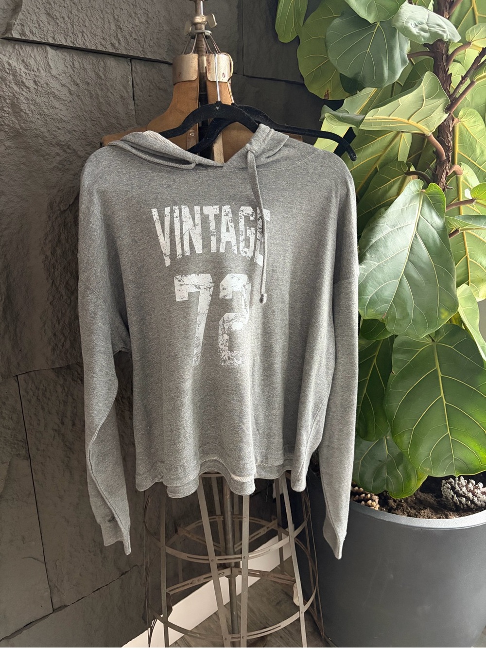 Vintage 72 Grey Hooded Pullover